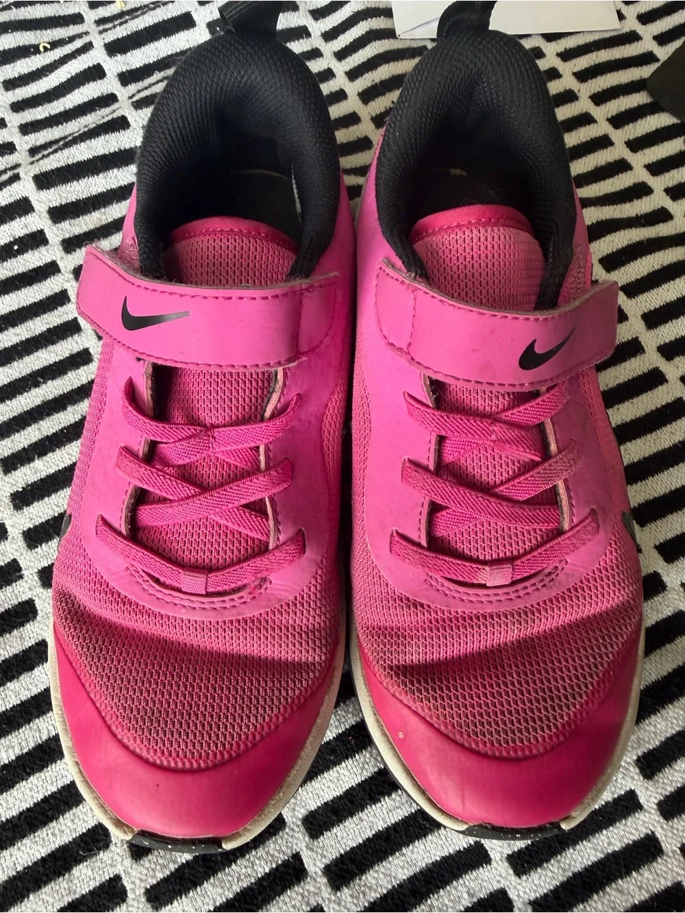 Nike Kids Pink and Black Velcro Athletic Sneakers